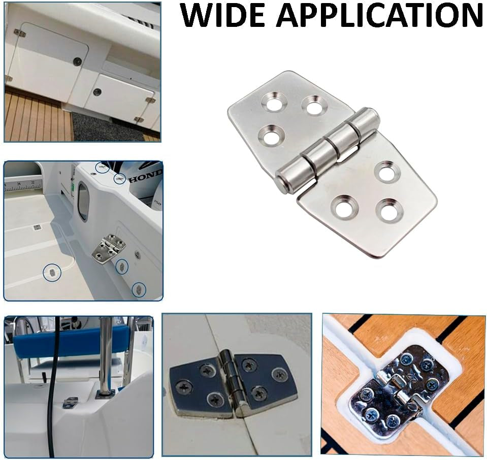 4 Pack 3’’ X 1.5’’ Boat Hinge 304 Stainless Steel Boat Hatch Hinges Door Hinges for Boats, Cabinet, Hatch, Rvs