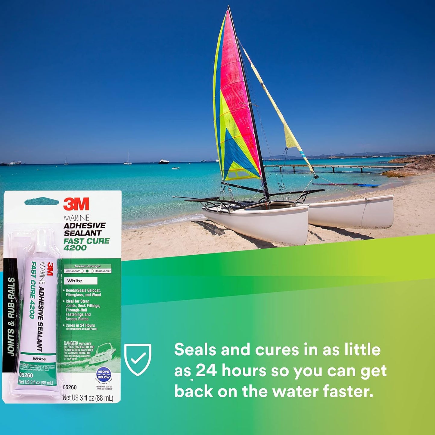 TALC Marine Adhesive Sealant Fast Cure 4200 (05260) – Semi-Permanent Flexible Adhesive Sealant for Boats and Marine Applications – White – 3 Ounces
