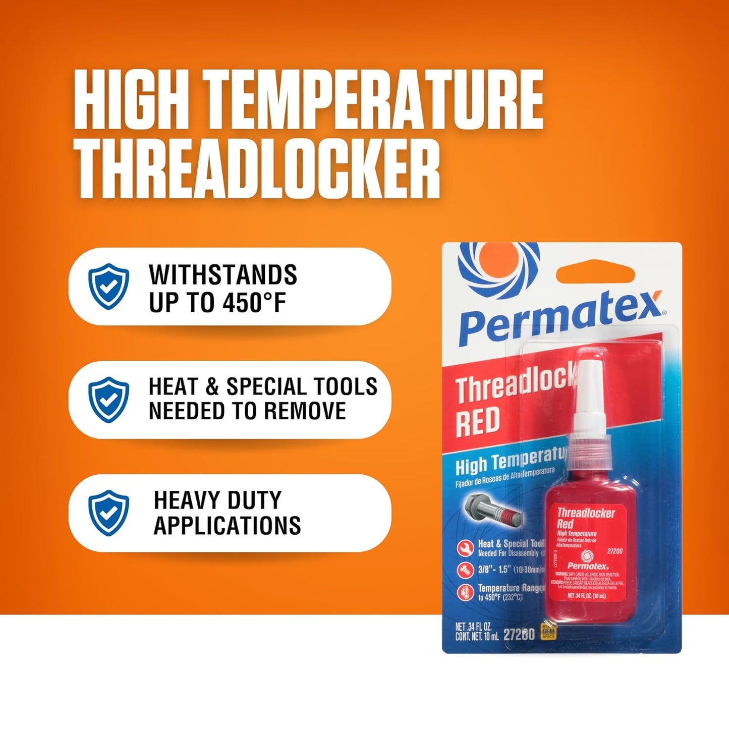 27200 Hiigh Temperature Threadlocker Red, 10 Ml