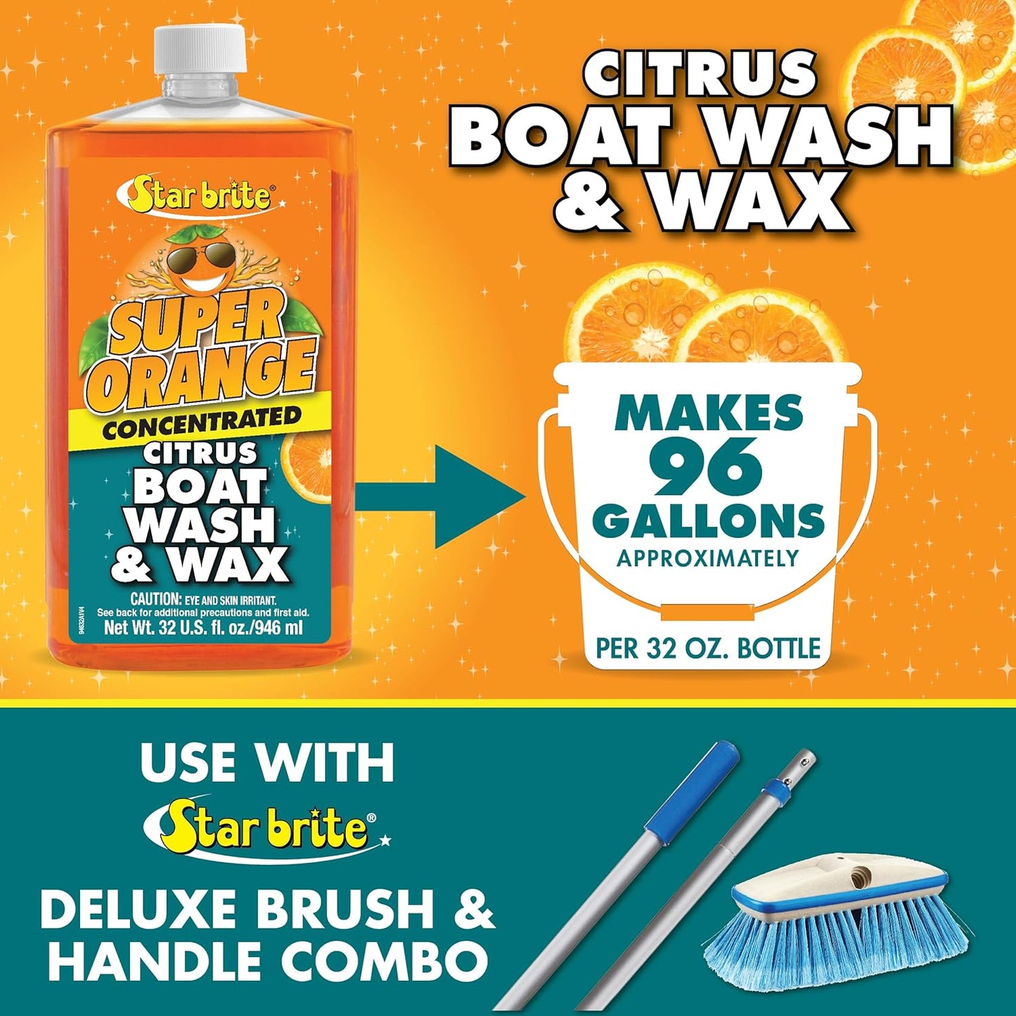 Super Orange Citrus Boat Wash & Wax - Premium Concentrated Formula for Ultimate Shine & Protection