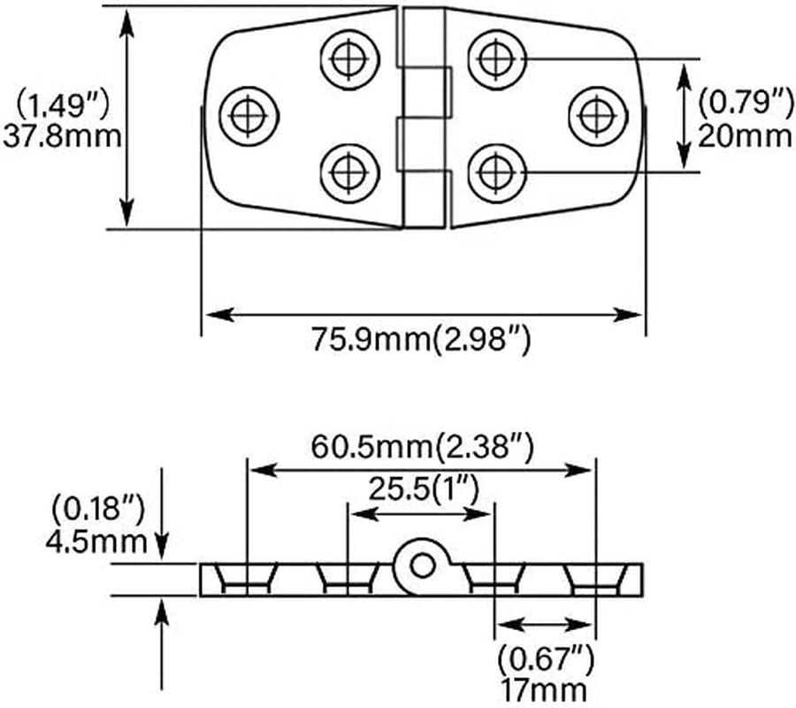 Marine Hinges 3" X 1.5" Stainless Steel Heavy Duty Hinges,Boat Trapezoidal Butt Door Cupboard Hinge,Cabinet Hatch Hardware,Pack of 2