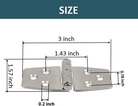 4 Pack 3’’ X 1.5’’ Boat Hinge 304 Stainless Steel Boat Hatch Hinges Door Hinges for Boats, Cabinet, Hatch, Rvs