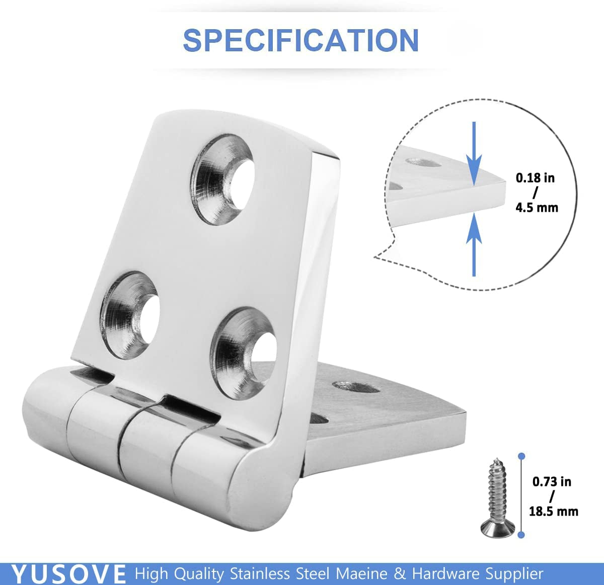 Marine Hinges 3" X 1.5" Stainless Steel Heavy Duty Hinges,Boat Trapezoidal Butt Door Cupboard Hinge,Cabinet Hatch Hardware,Pack of 2