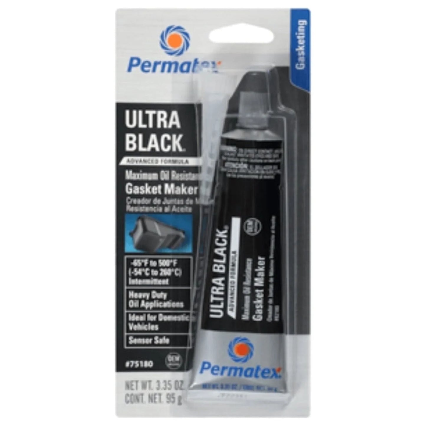 82180 Ultra Black Maximum Oil Resistance RTV Silicone Gasket Maker, 3.35 Oz. Tube