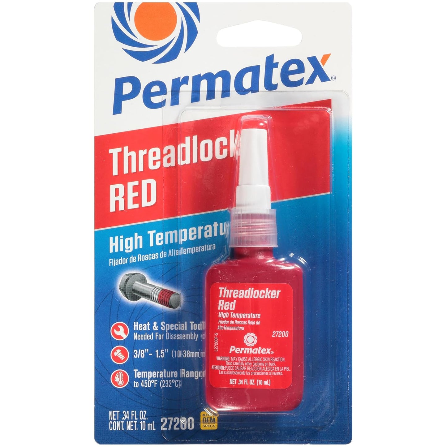27200 Hiigh Temperature Threadlocker Red, 10 Ml