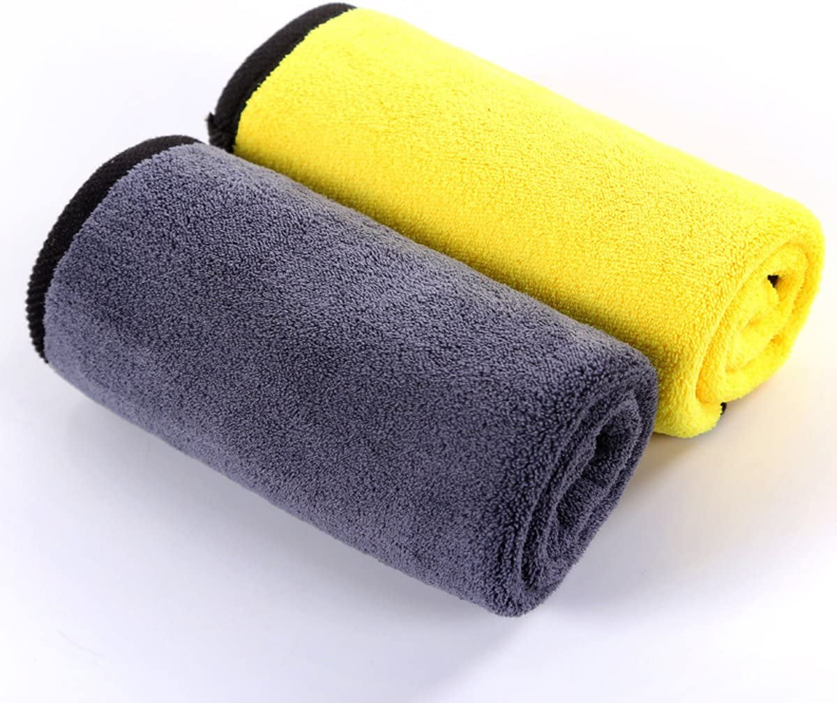 Ultrasoft, Large, Thick and Quick Drying Car Microfiber Cleaning Towel 800GSM Polishing Waxing Auto Detailing Towel Cloth (6Pack,16 X 16Inches) (Grey-Yellow)