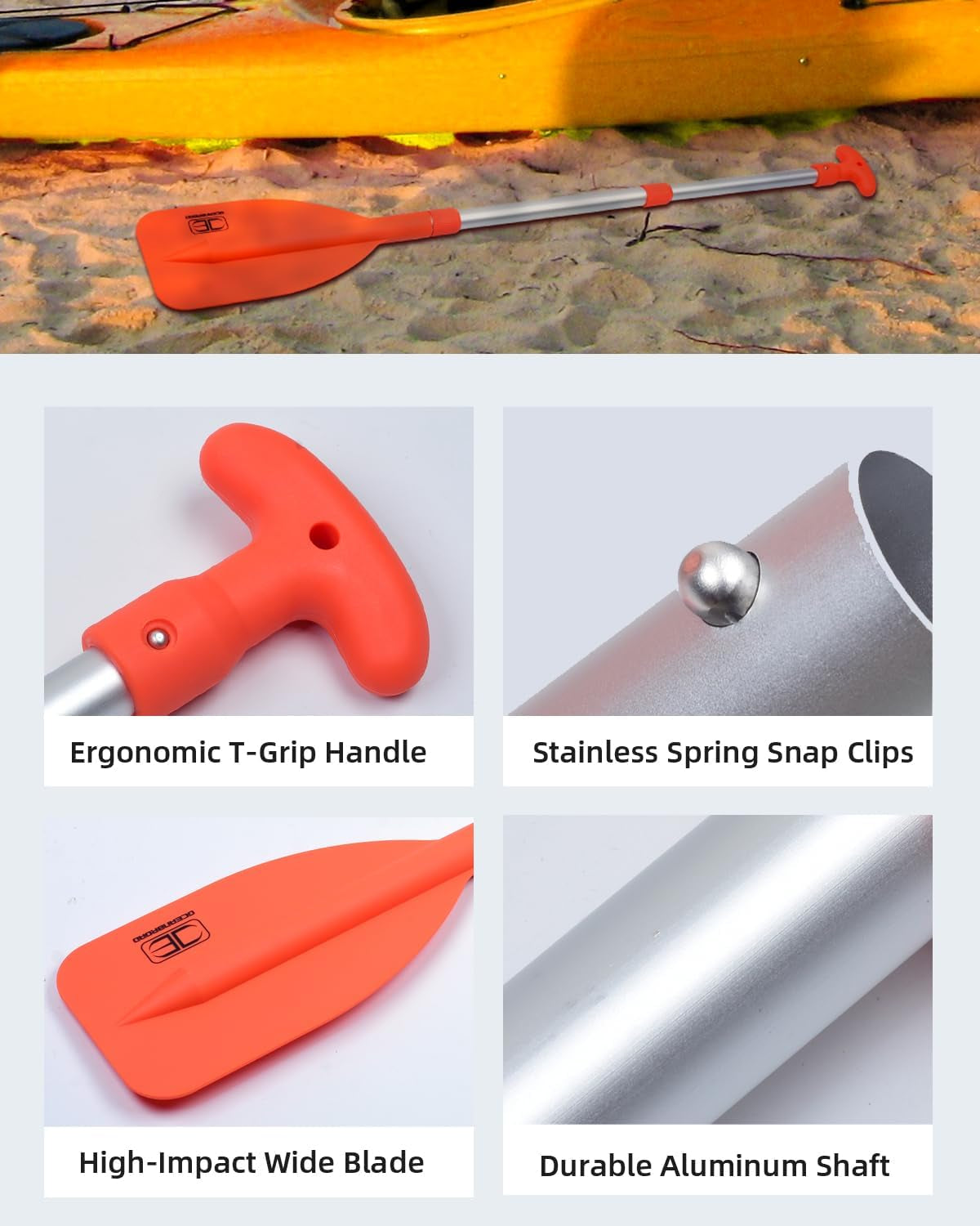 Telescoping Emergency Paddle 21''-42''/26''-54'' Aluminium Shaft for Kayaing Boating Canoeing River Tubing