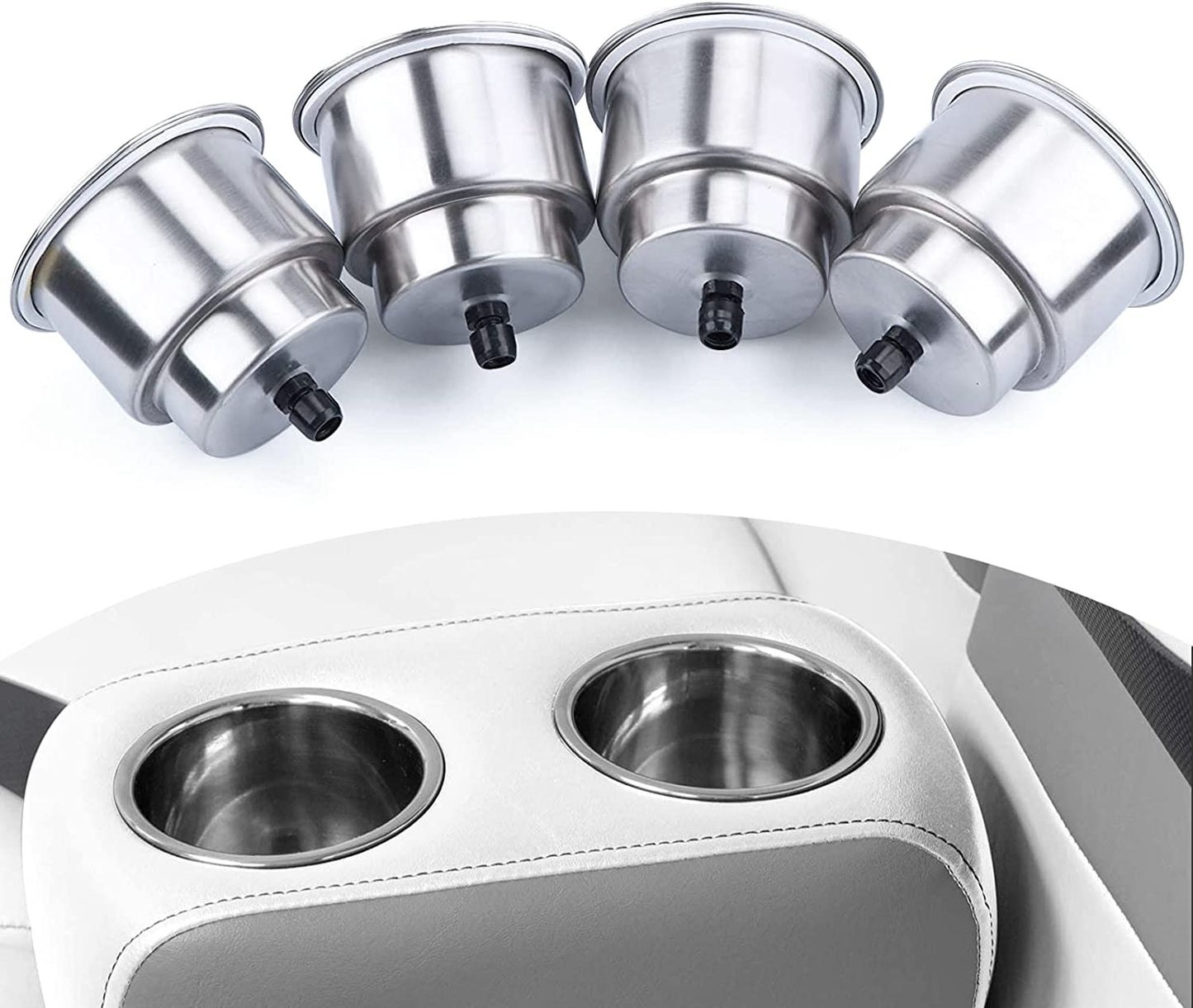 Stainless Steel Cup Drink Holder with Drain Marine Boat Rv Camper