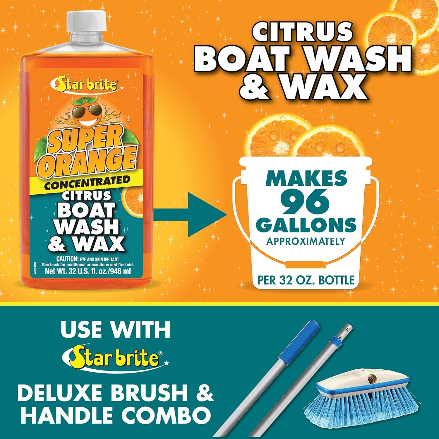 Super Orange Citrus Boat Wash & Wax - Premium Concentrated Formula for Ultimate Shine & Protection