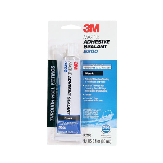Marine Adhesive Sealant 5200 - Permanent Bonding and Sealing for Boats and Marine Applications - Black - 3 Ounces