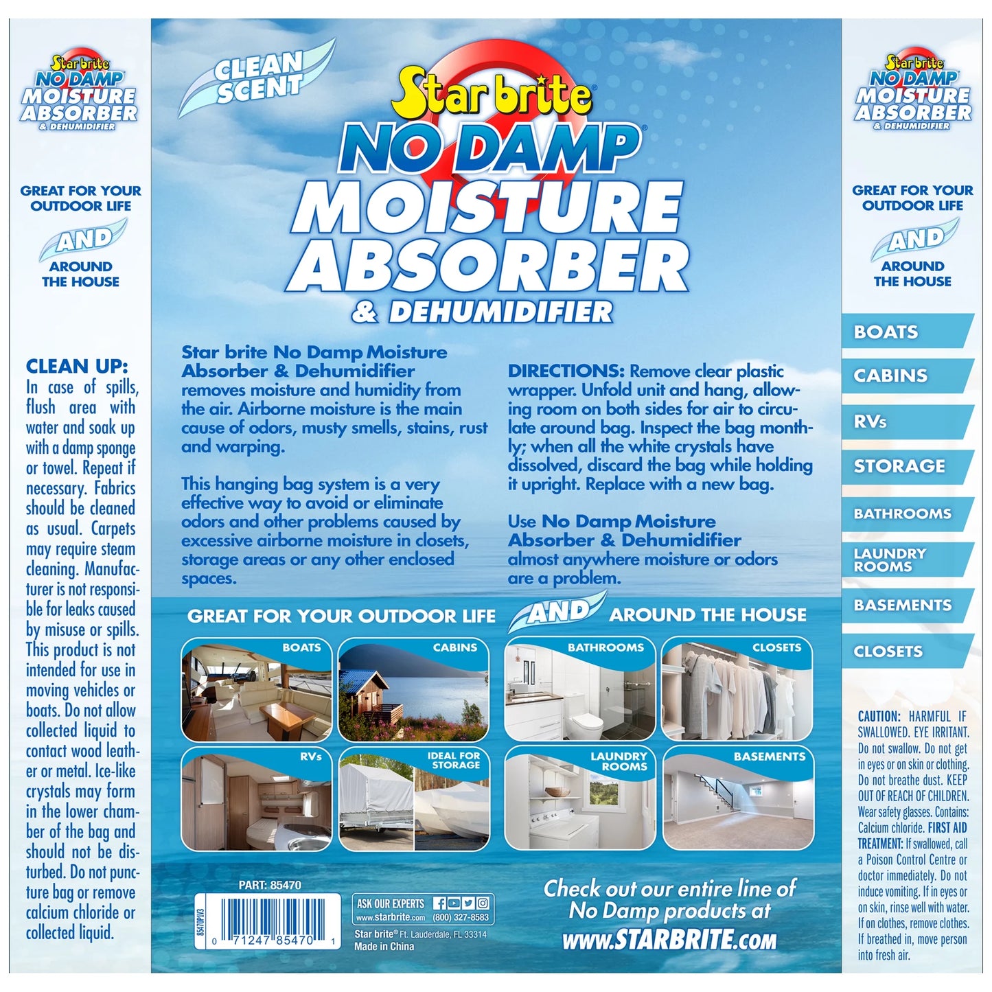 New No Damp Hanging Moisture Absorber & Dehumidifier Starbrite 85470 One 14 Oz. Hang Pack