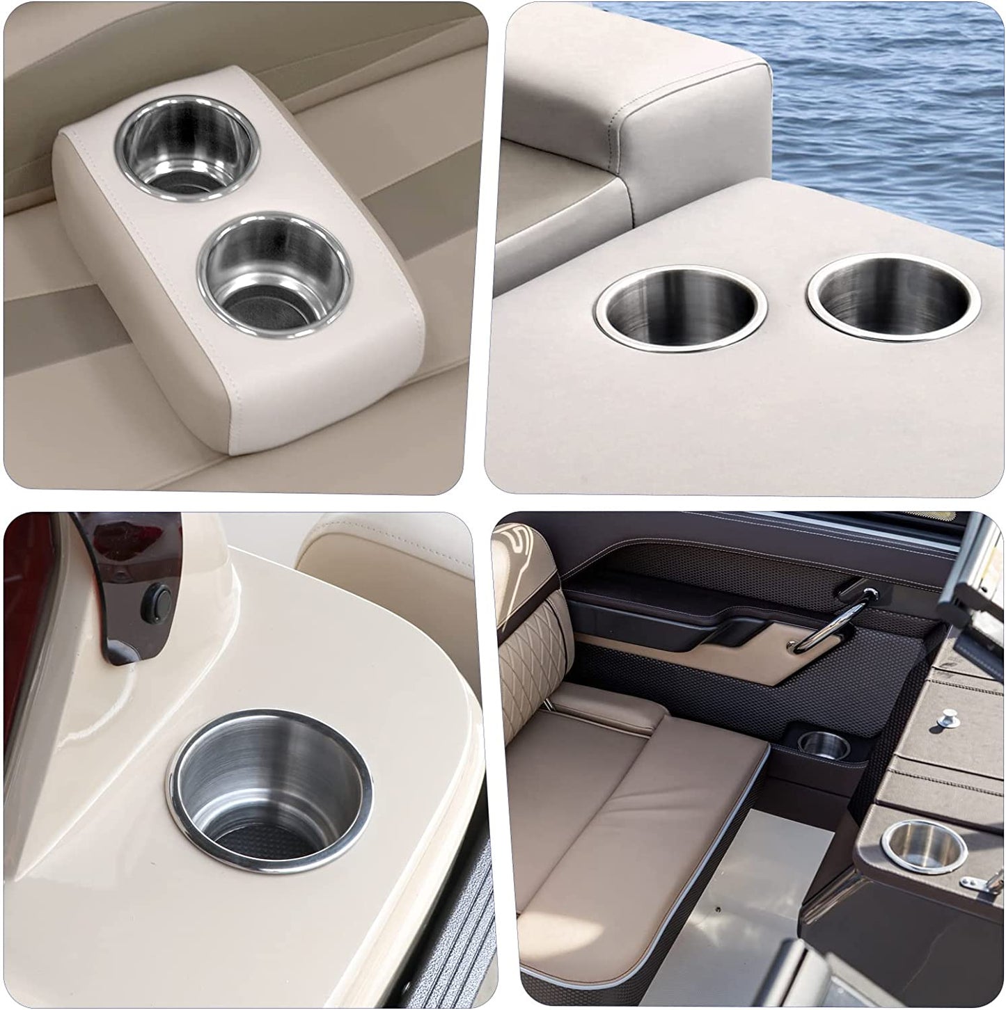 Stainless Steel Cup Drink Holder with Drain Marine Boat Rv Camper