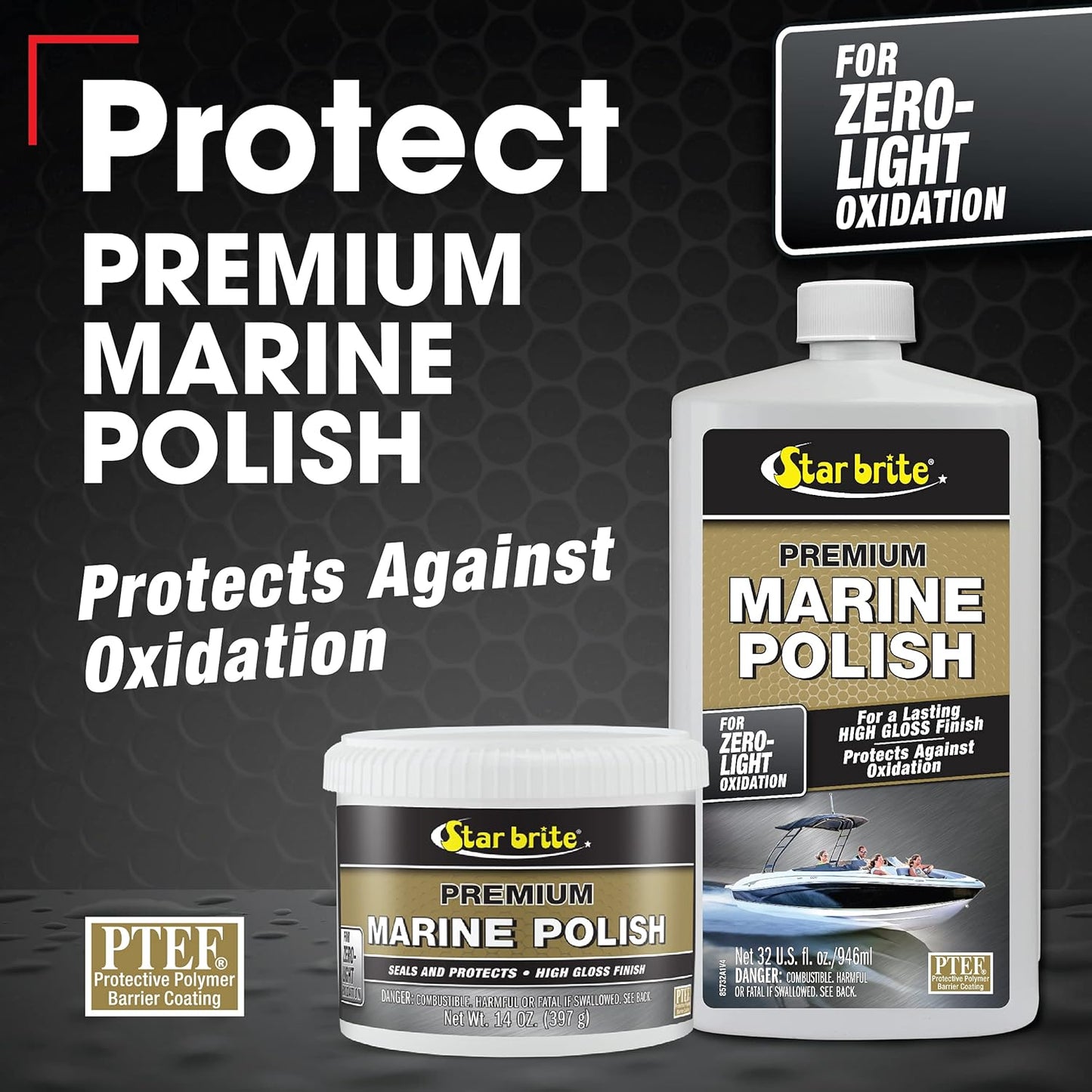 Premium Marine Polish - Maximum UV Protection & High Gloss Finish - UV Inhibitors Stop Fading, Chalking & Oxidation While Repelling Water, Stains & Marine Deposits