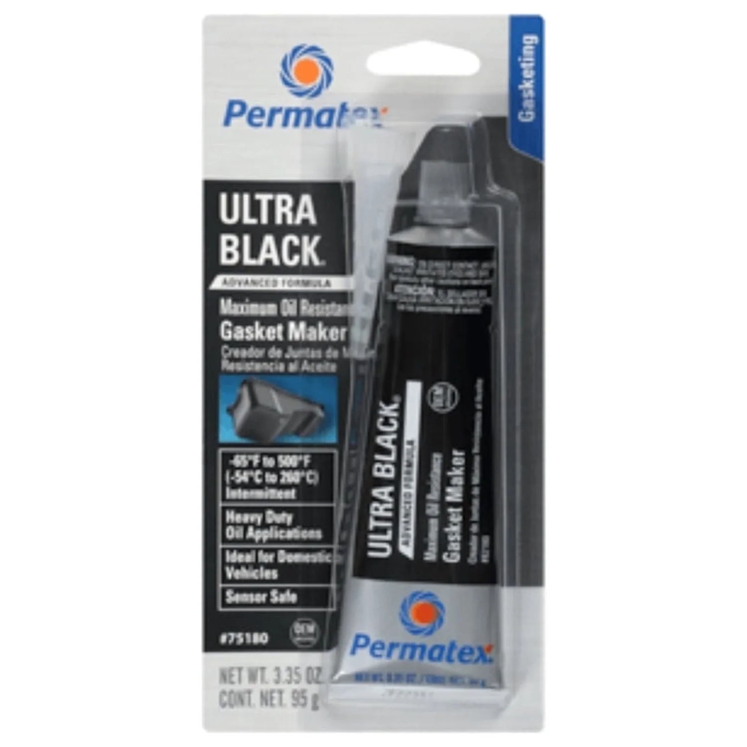 82180 Ultra Black Maximum Oil Resistance RTV Silicone Gasket Maker, 3.35 Oz. Tube
