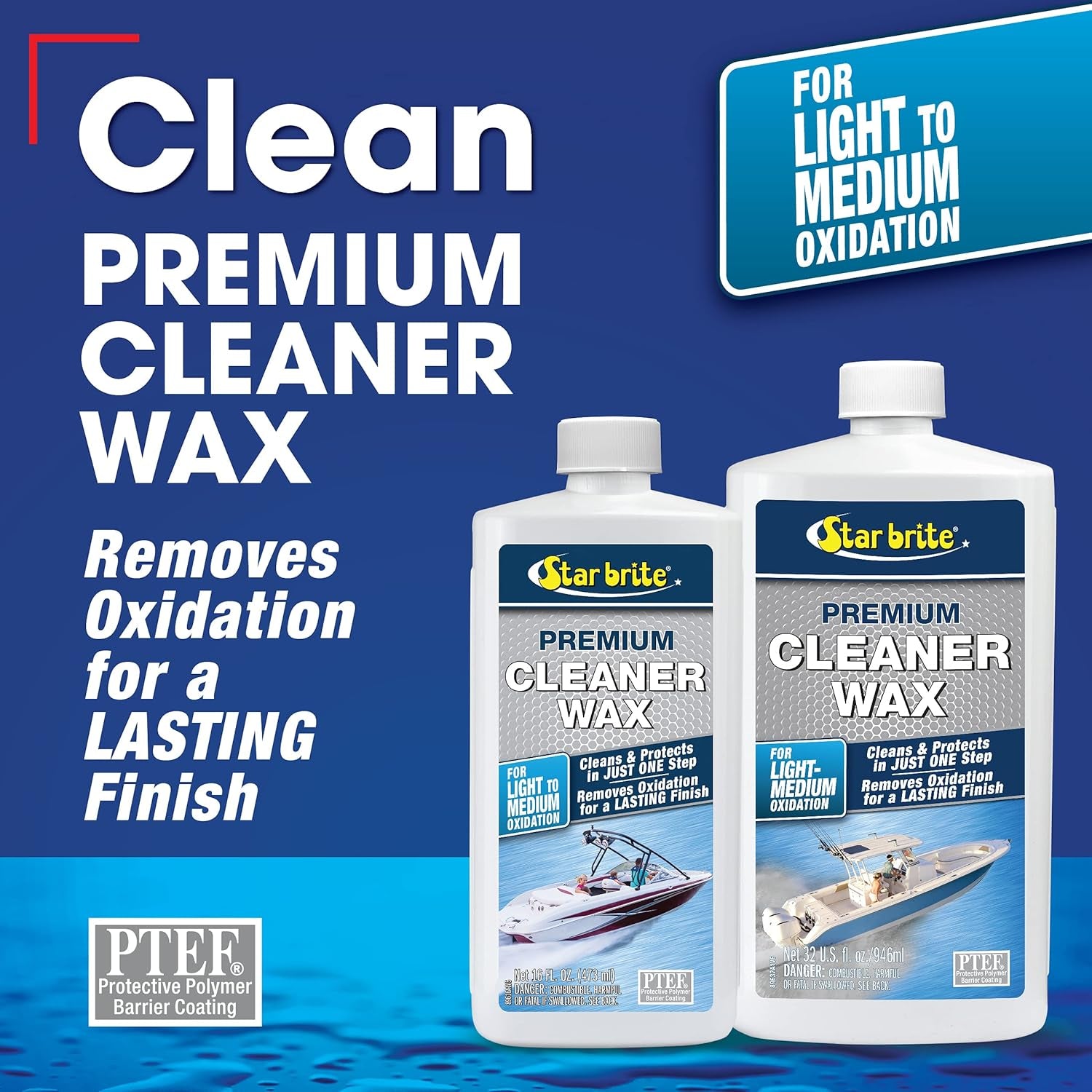 One-Step Cleaner Wax with UV Protection - Removes Chalk & Oxidation from Fiberglass, Metals & Painted Surfaces