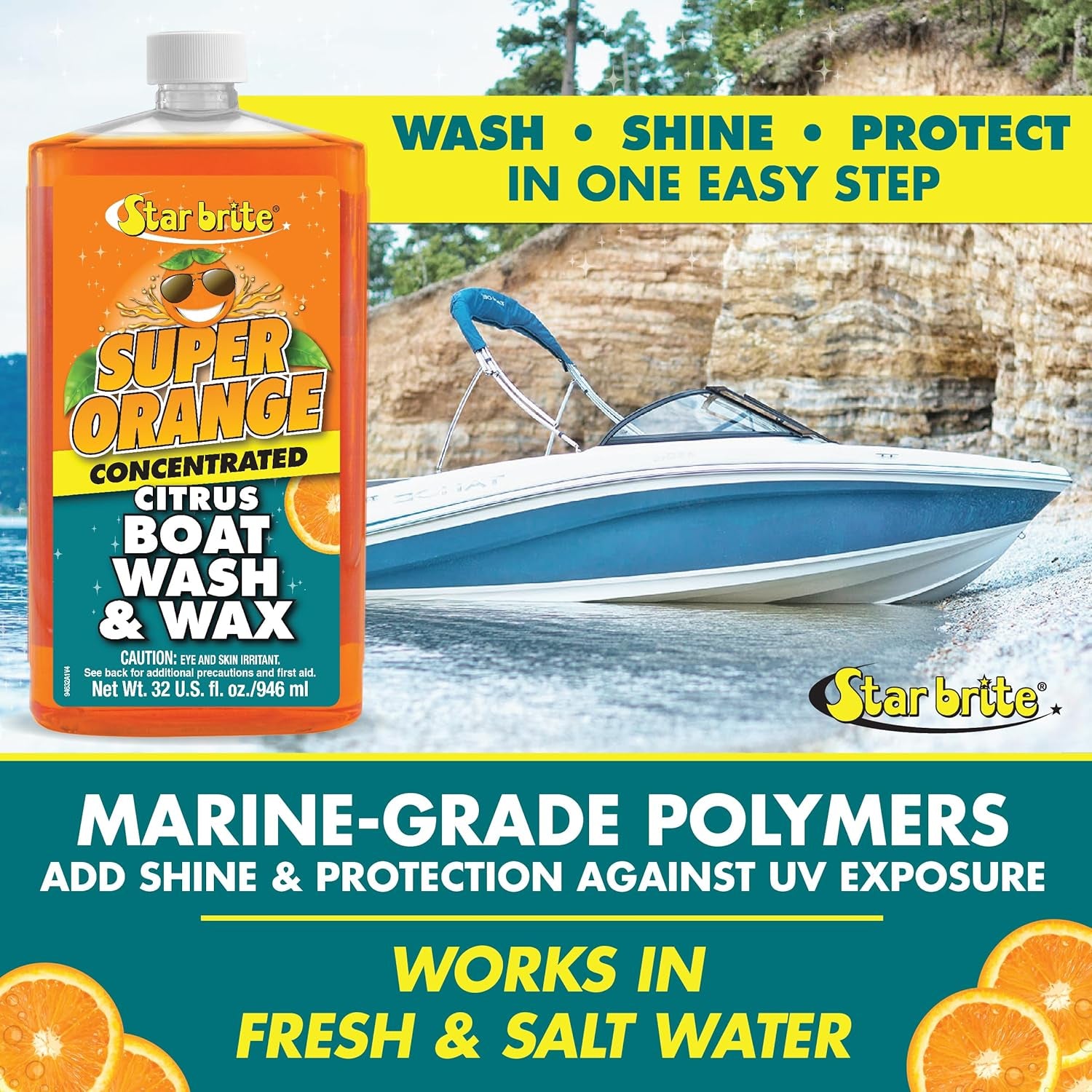 Super Orange Citrus Boat Wash & Wax - Premium Concentrated Formula for Ultimate Shine & Protection