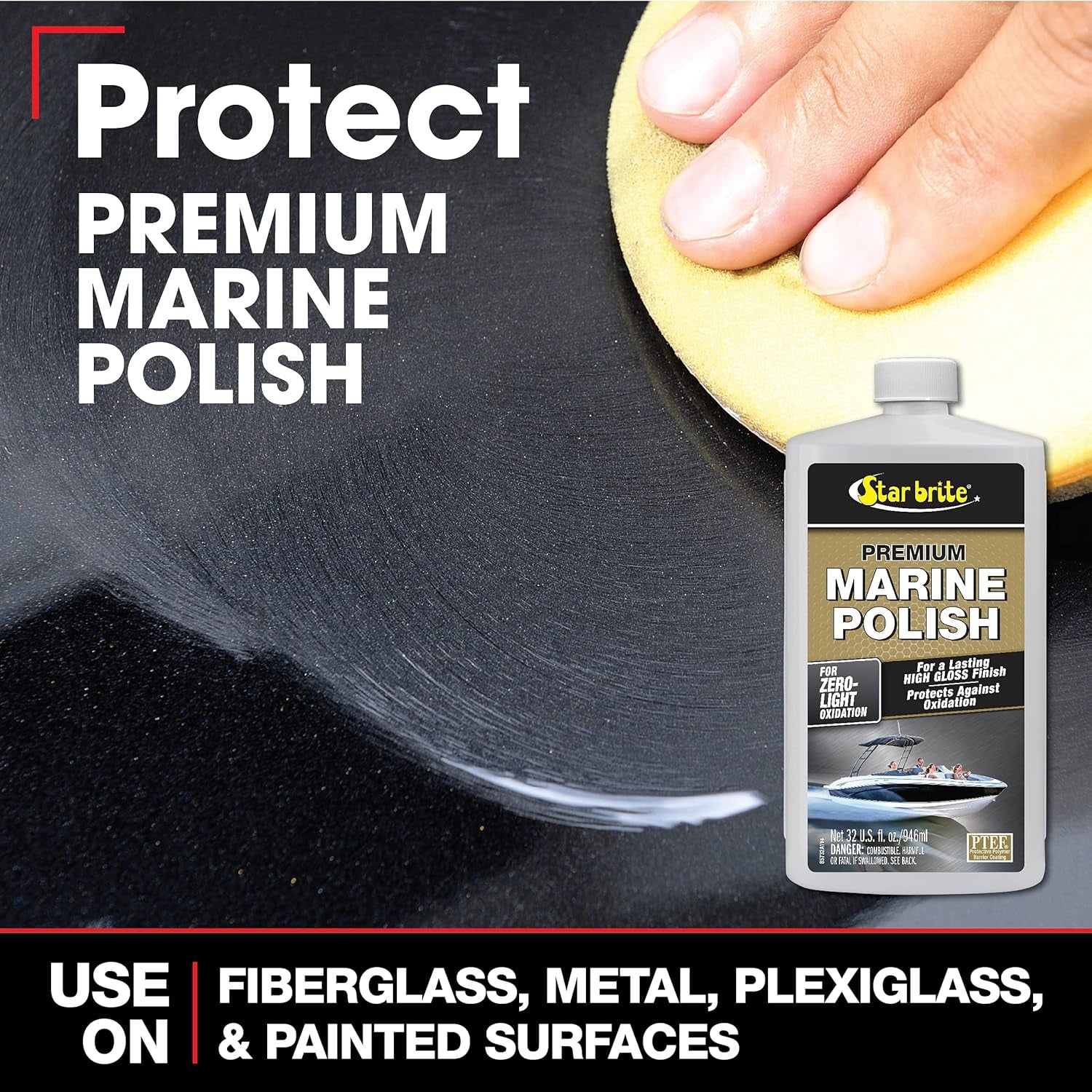 Premium Marine Polish - Maximum UV Protection & High Gloss Finish - UV Inhibitors Stop Fading, Chalking & Oxidation While Repelling Water, Stains & Marine Deposits
