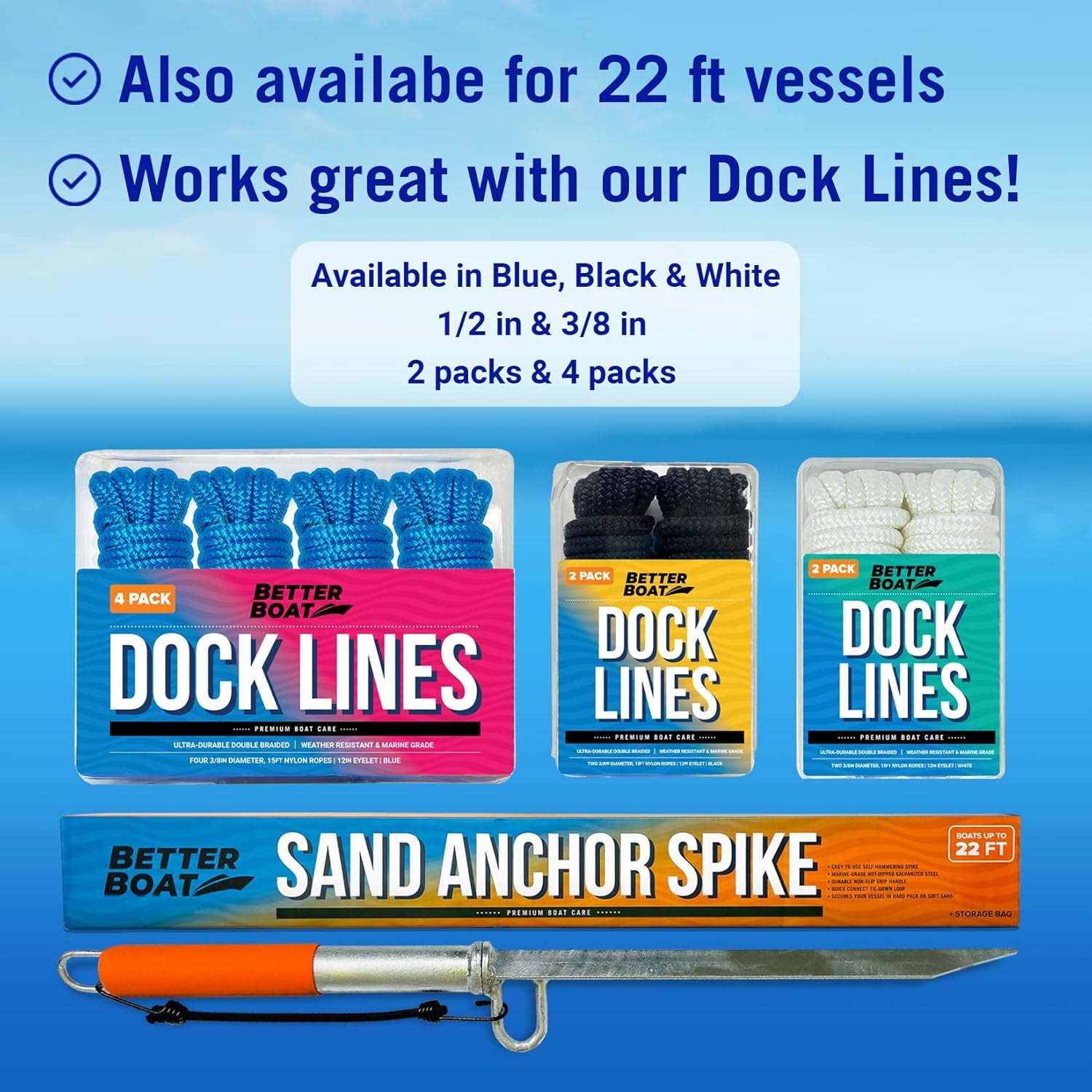 Sand Spike Boat Anchor Pole for Boats, Jet Skis, Pontoons, and Kayaks, Large and Small Slide Pole System for Shallow Water, Sandbars, Beaches, and Land with Bag for Accessories