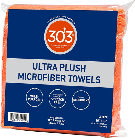 Premium Microfiber Towels - Automotive Detailing - Ultra Plush - Super Absorbent - Edgeless Design - Scratch Free - Multi-Purpose, 30901 (3 Count)